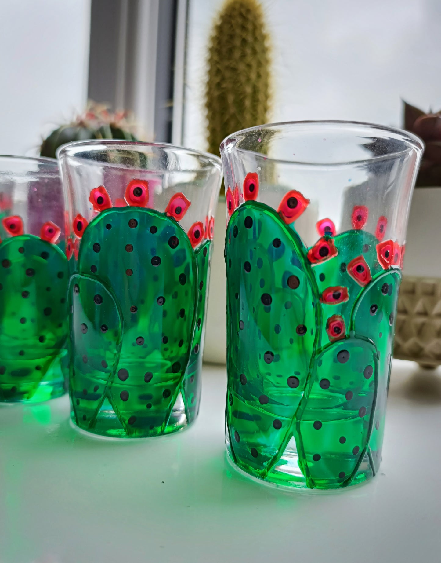 "Prickly Pear" Cactus Shot Glasses (Pair)