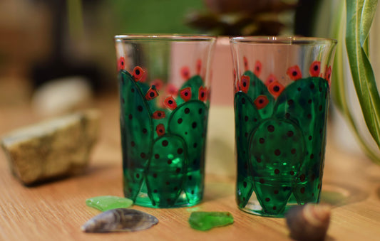 "Prickly Pear" Cactus Shot Glasses (Pair)