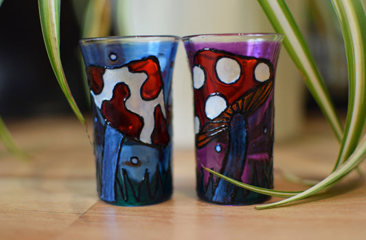 "So Shiny!" Mushroom Shot Glasses (Pair)