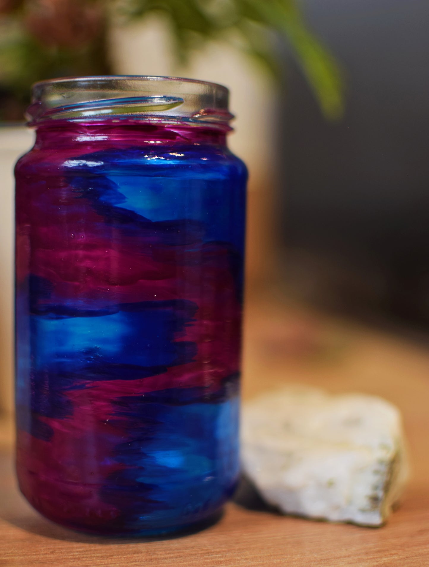 "Abstract Blend" Upcycled Jar (with lid)