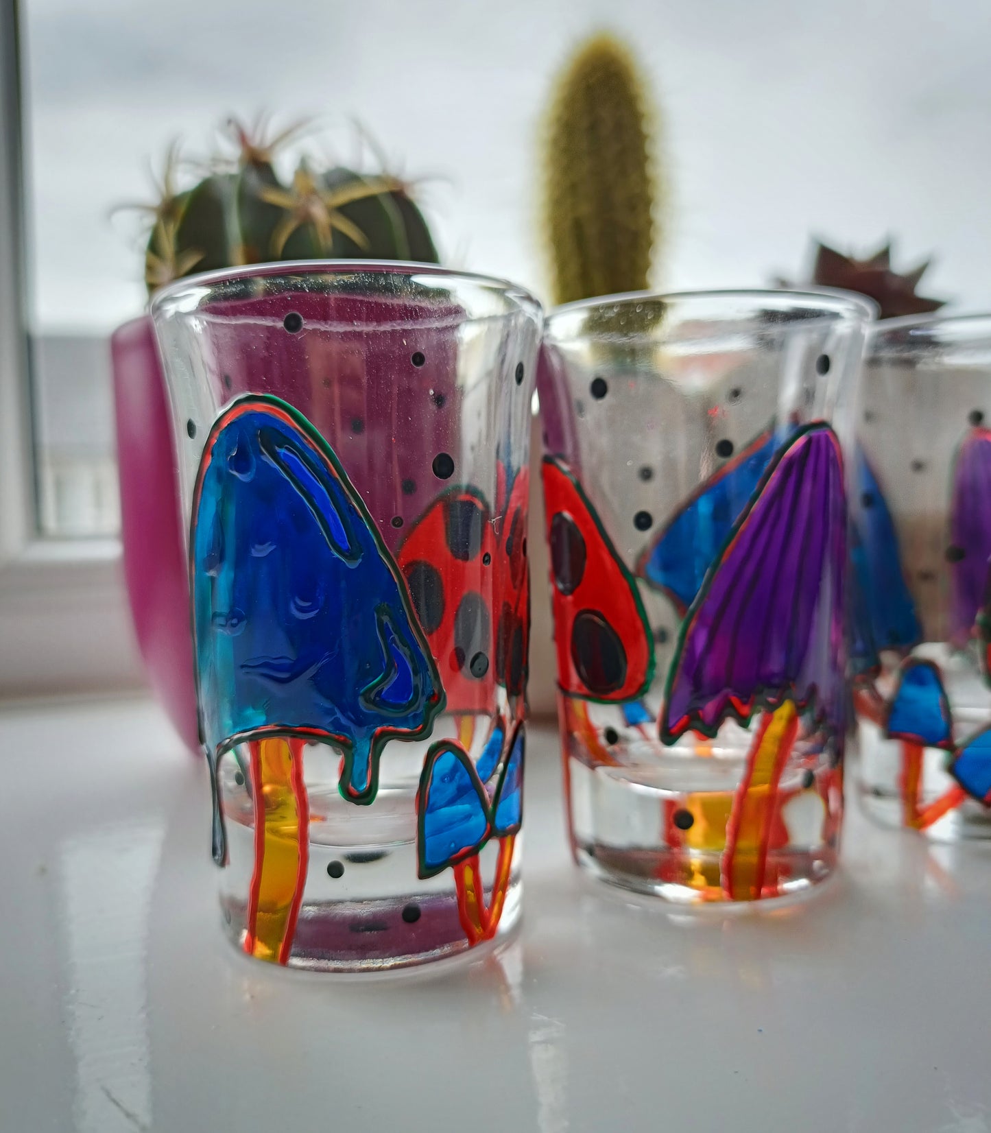 "Dinky Mushrooms" Shot Glasses (Pair)