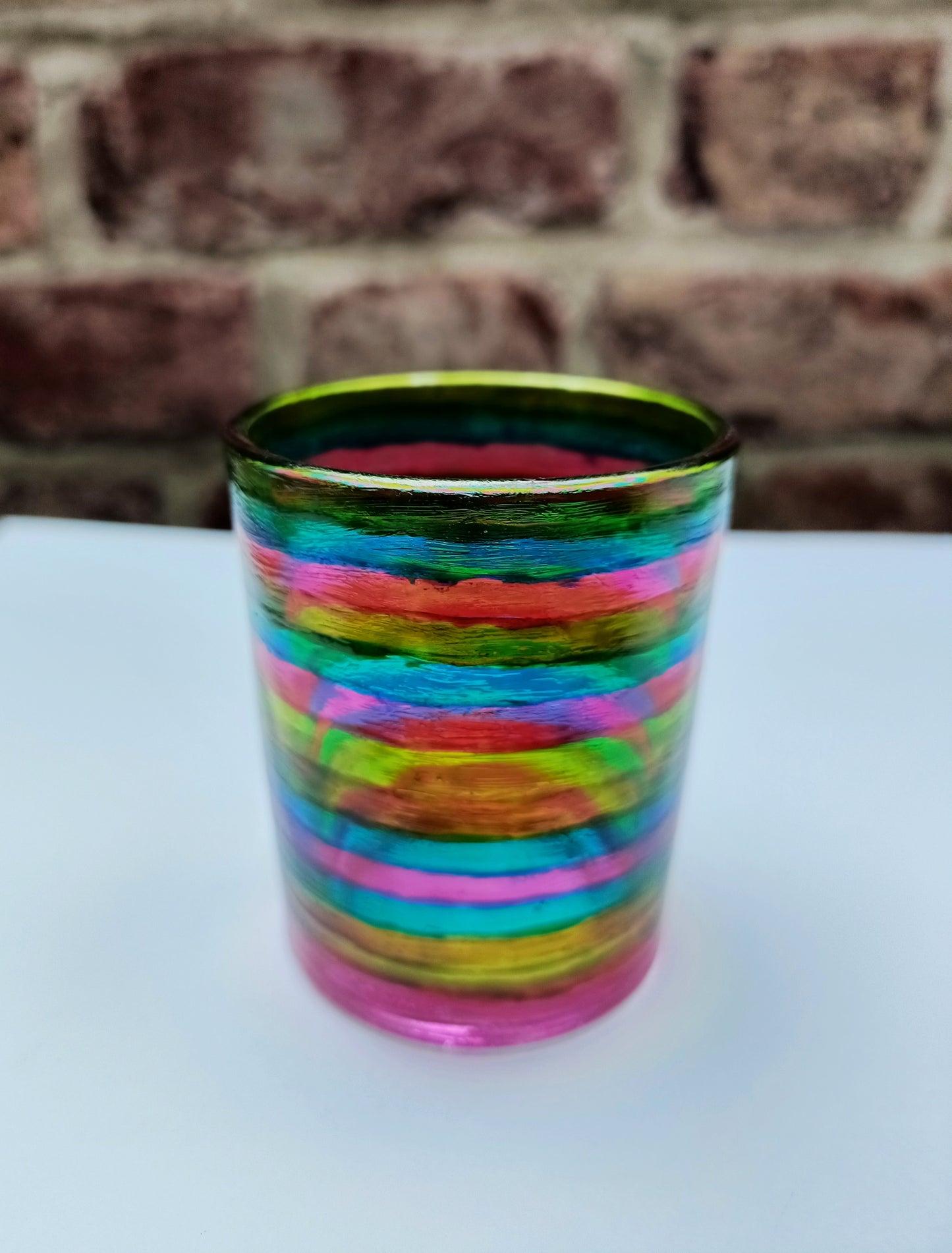Striped Hand Painted Candle Holder
