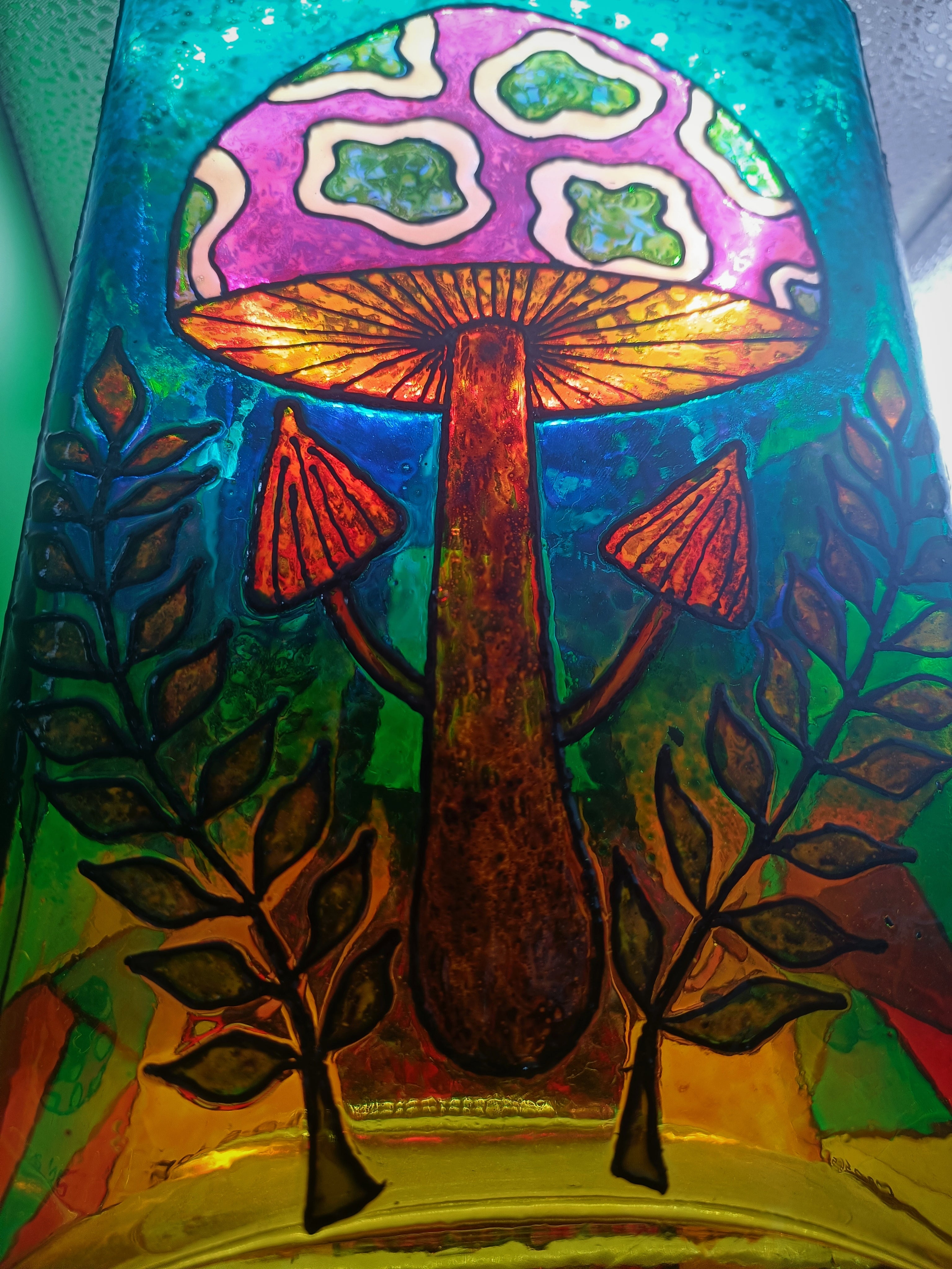 "The Mushroom Witch" Glass Vase