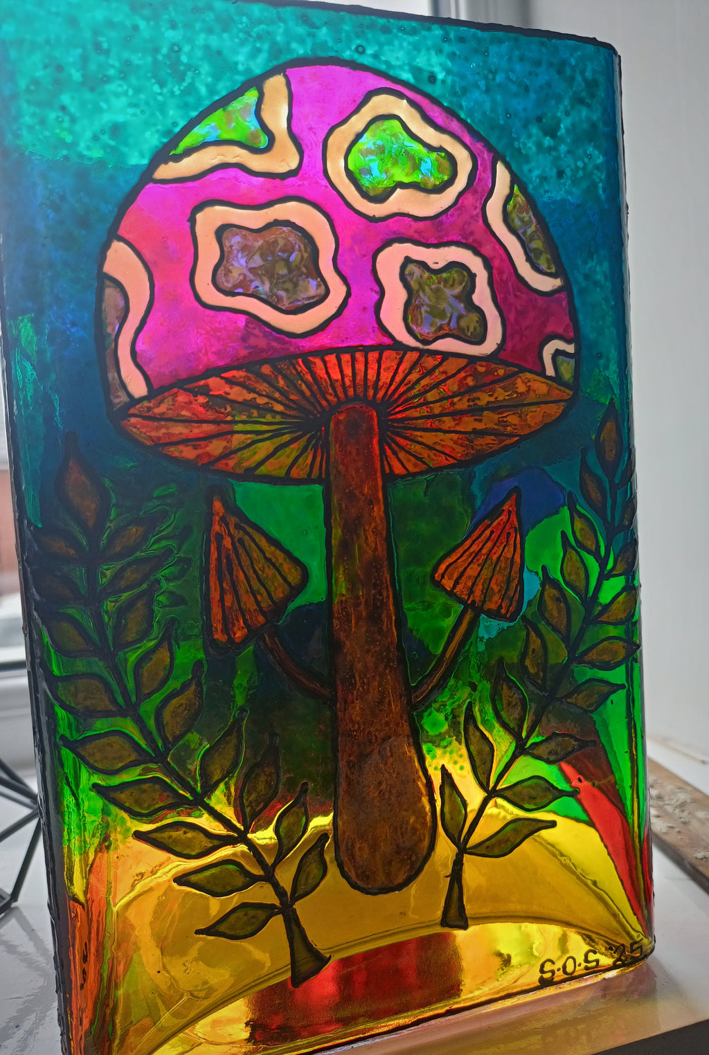 "The Mushroom Witch" Glass Vase