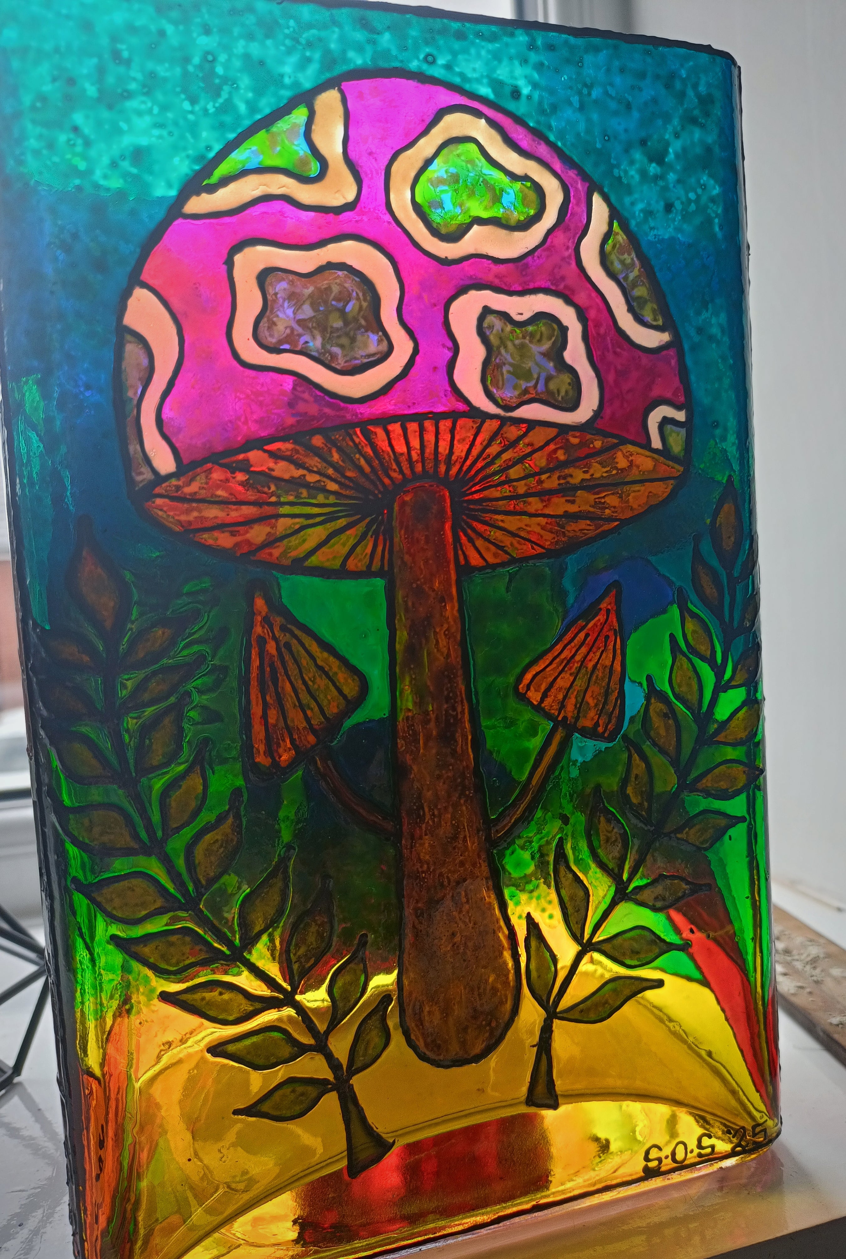 "The Mushroom Witch" Glass Vase