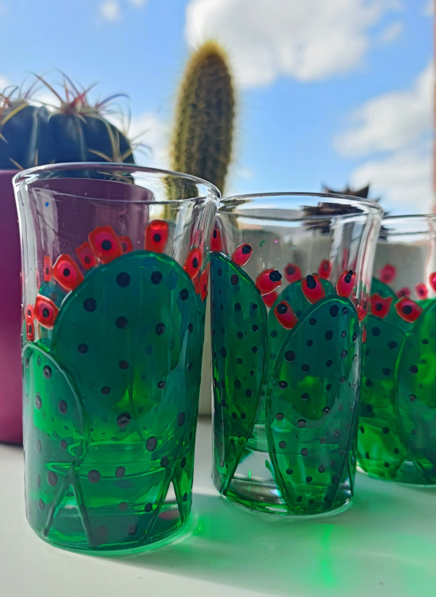 Prickly Pear Cactus Shot Glasses (Pair)