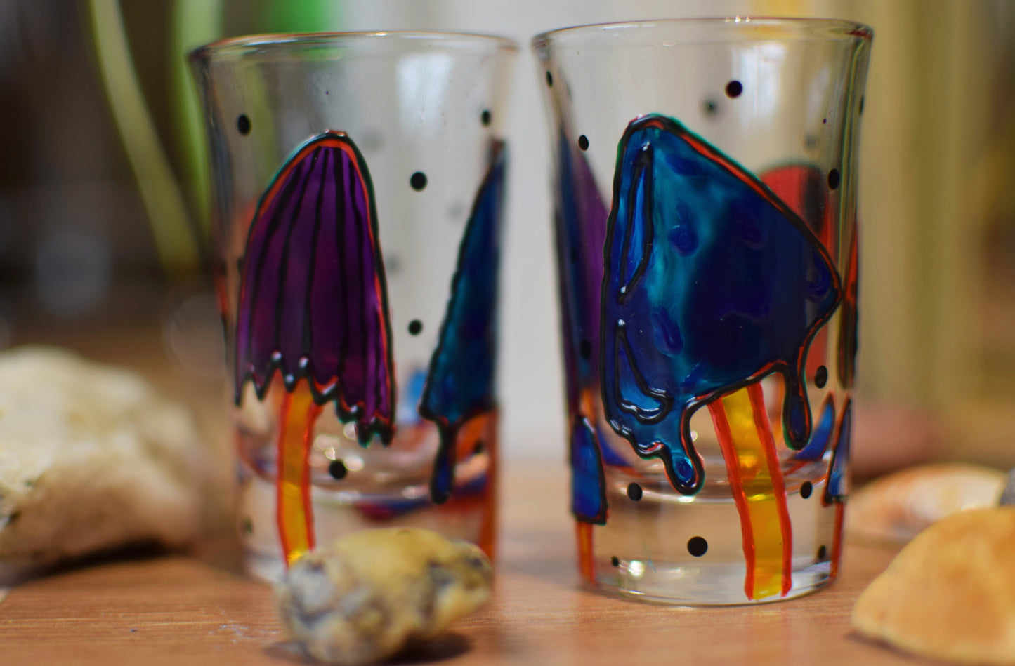 "Dinky Mushrooms" Shot Glasses (Pair)