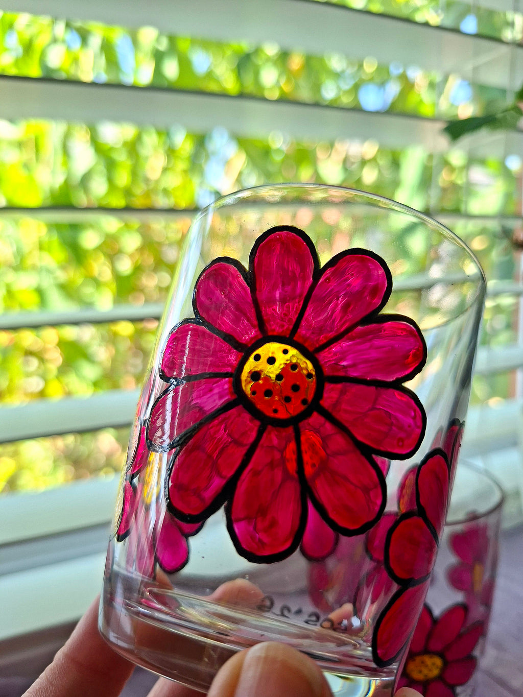 "Bold 'n' Groovy" Flower Tumbler Pair