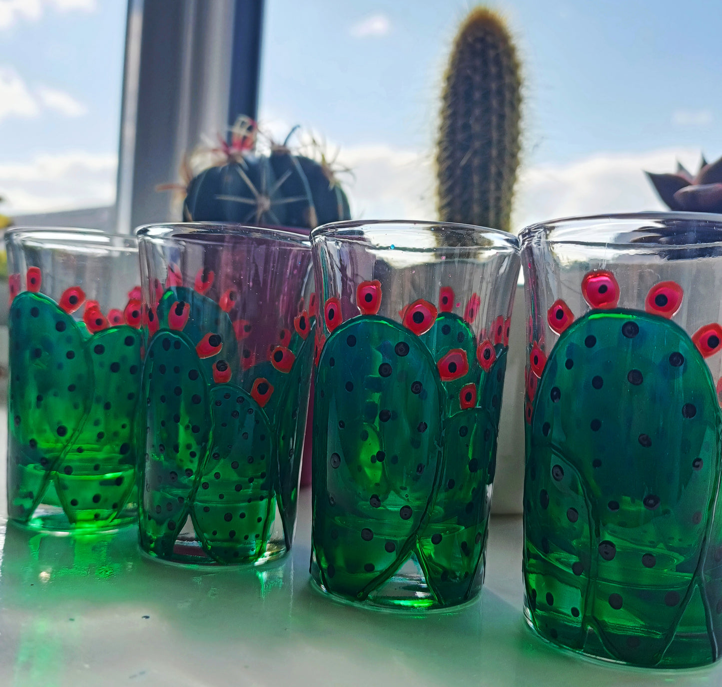 Prickly Pear Cactus Shot Glasses (Pair)