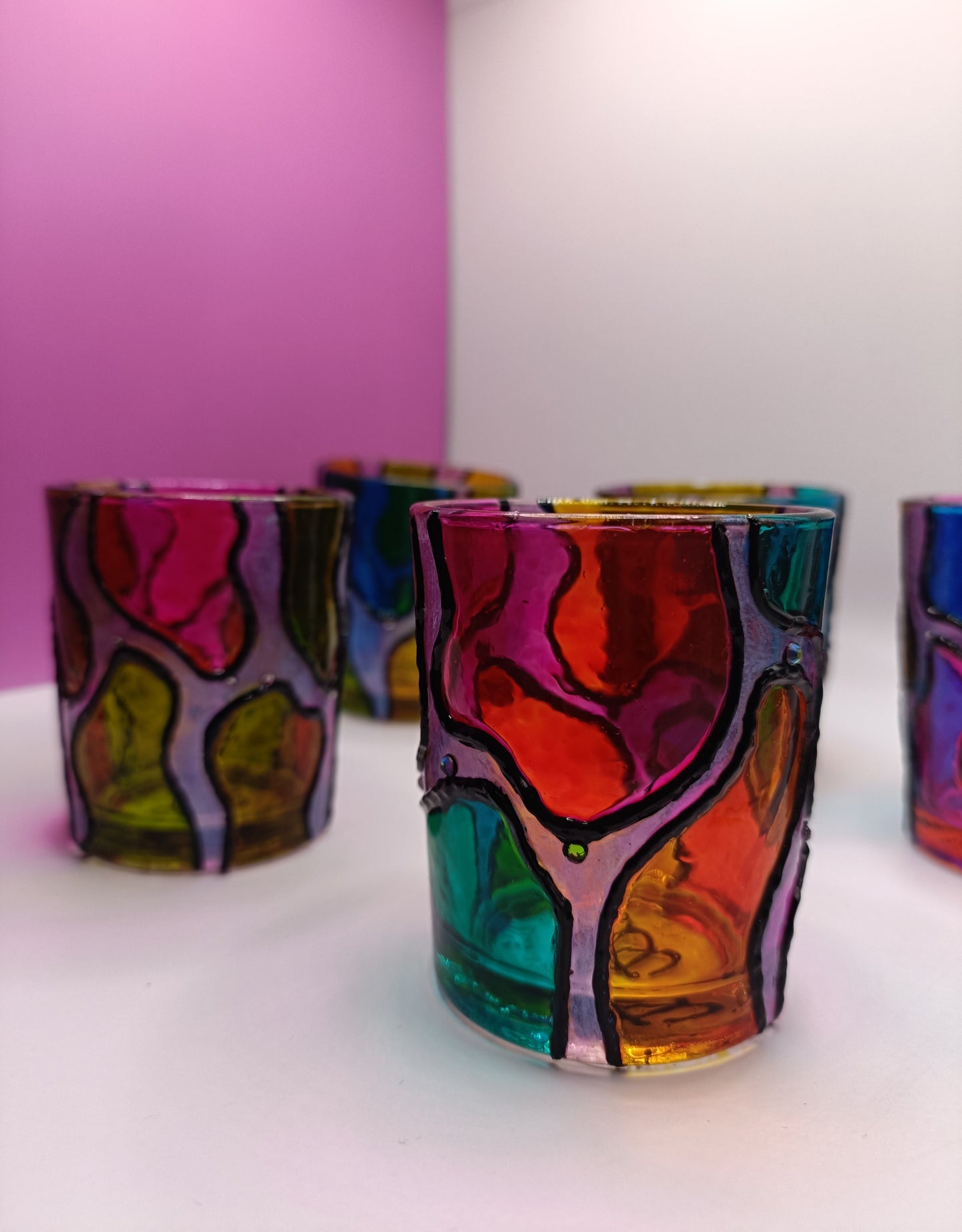 Multi-Coloured Candle Holders