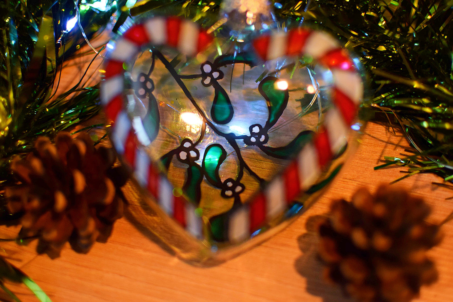 "Candy Cane & Mistletoe" Baubles
