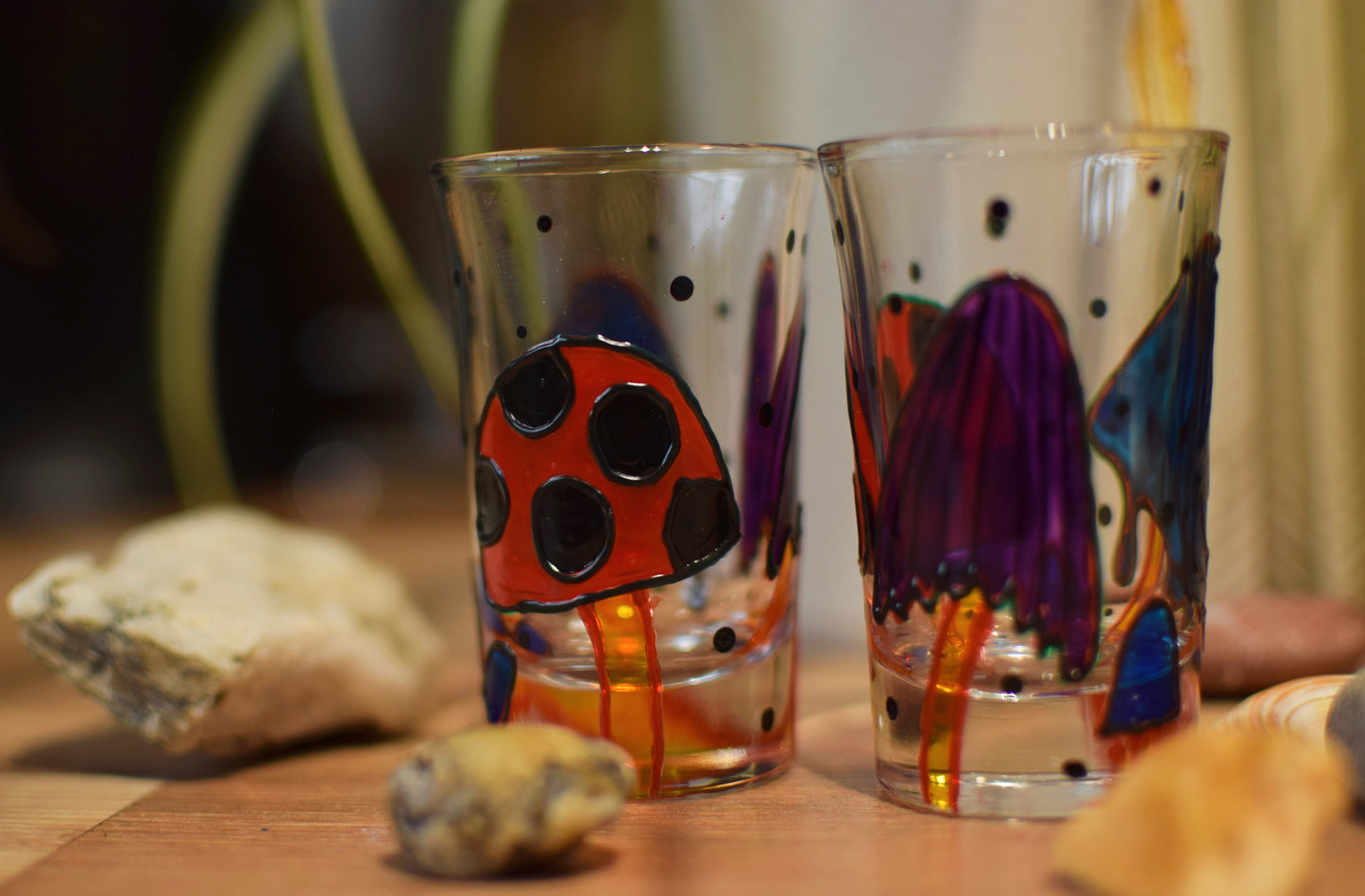 "Dinky Mushrooms" Shot Glasses (Pair)