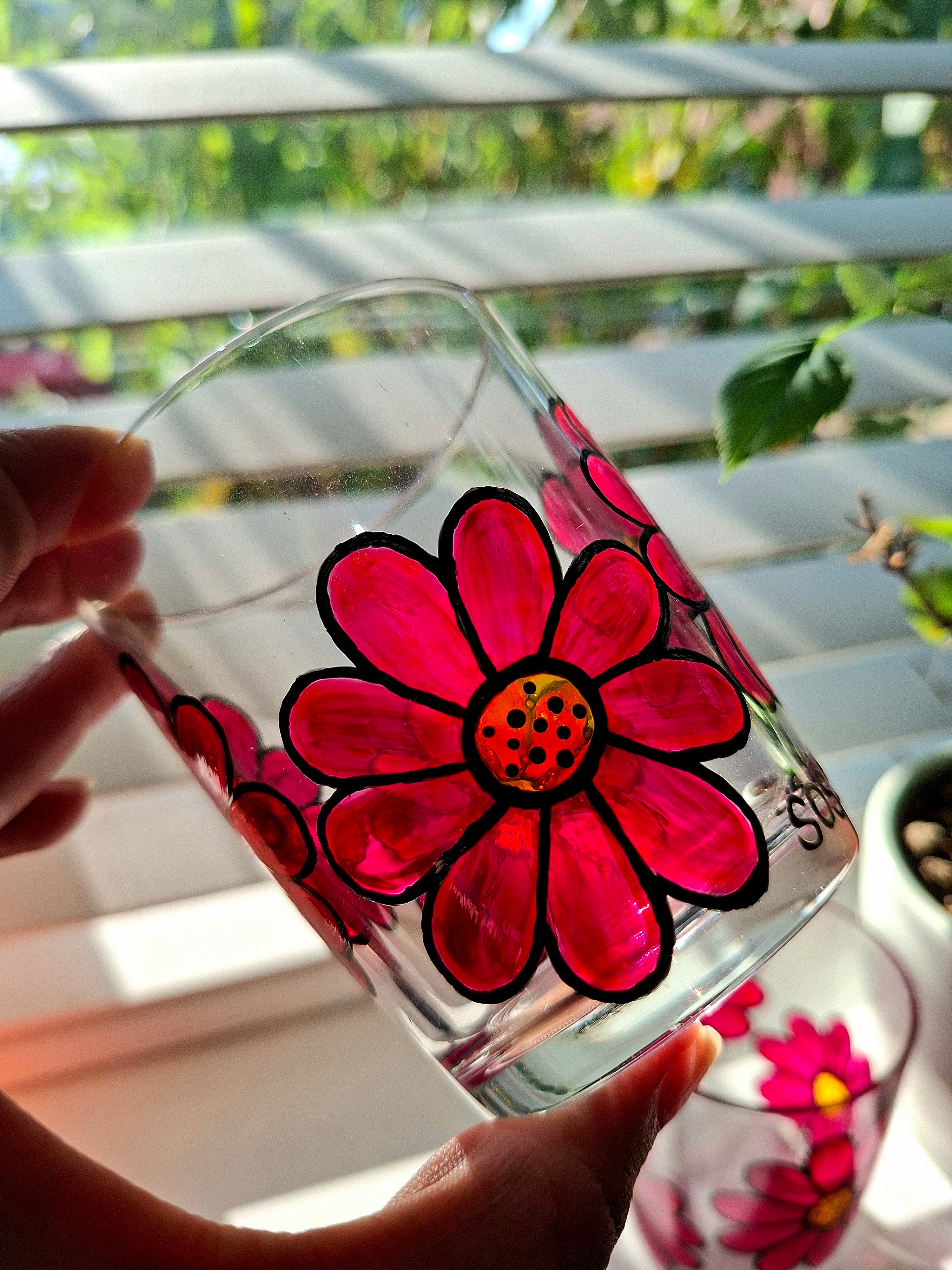 "Bold 'n' Groovy" Flower Tumbler Pair