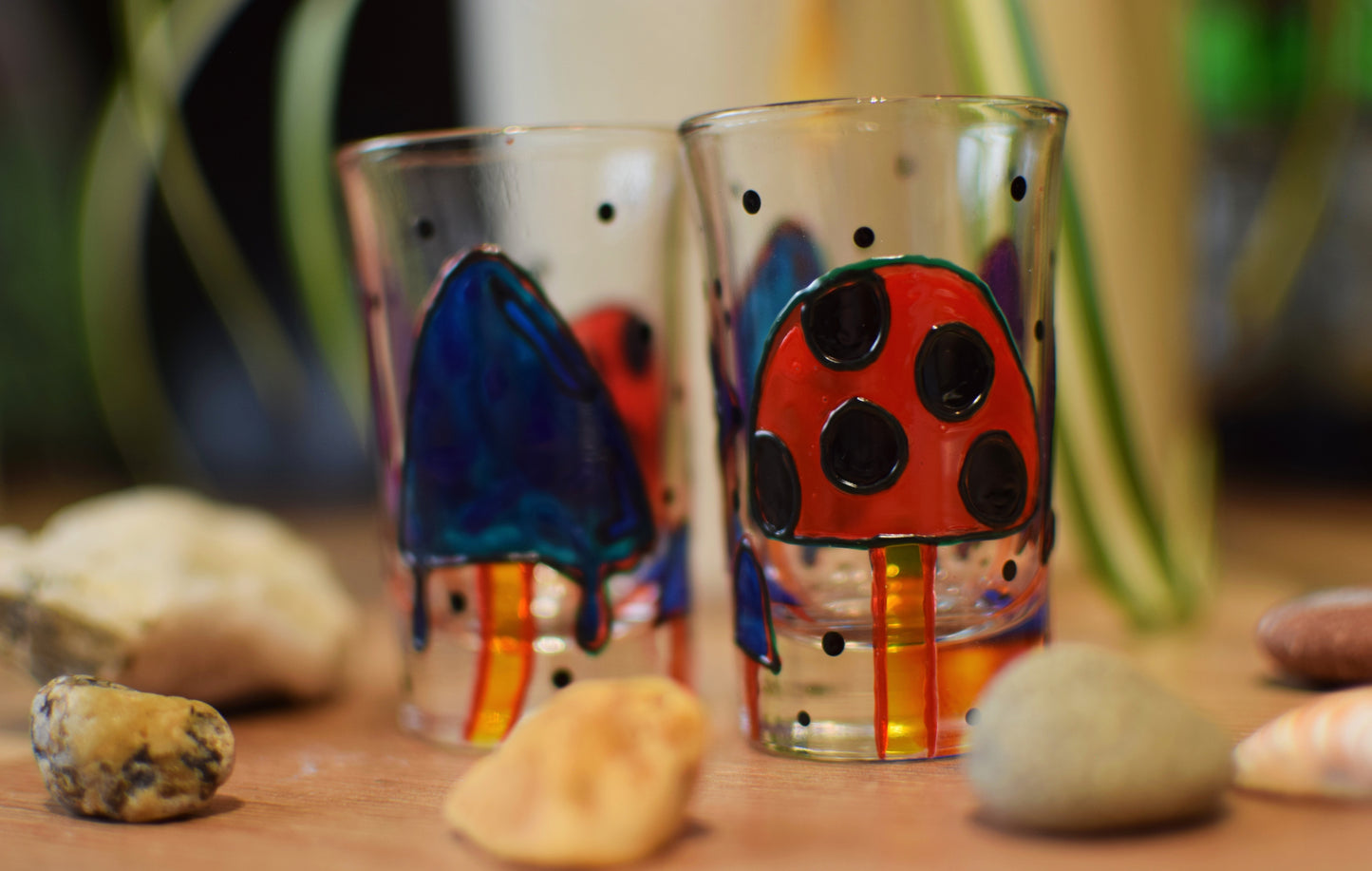 "Dinky Mushrooms" Shot Glasses (Pair)