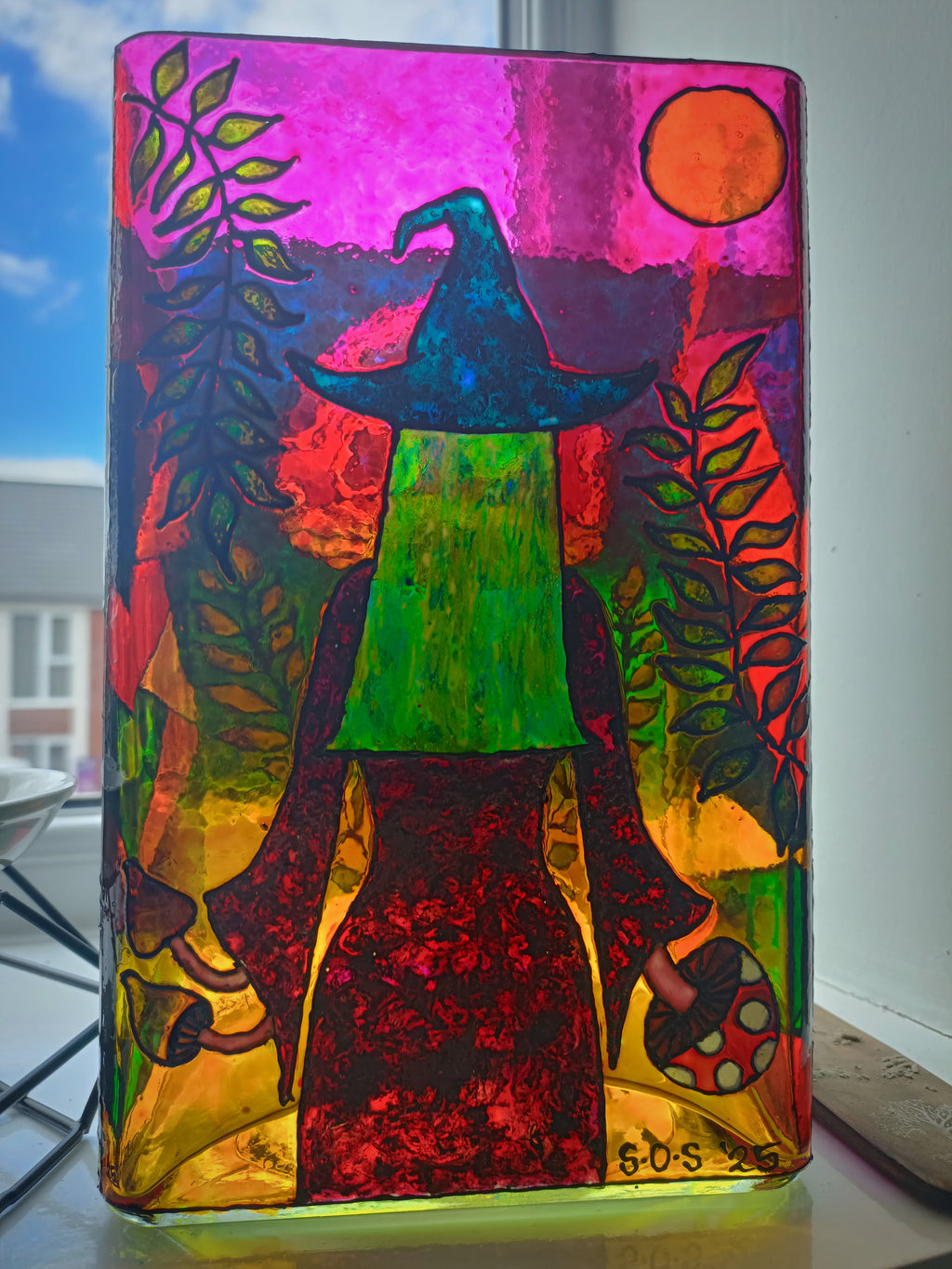 "The Mushroom Witch" Glass Vase