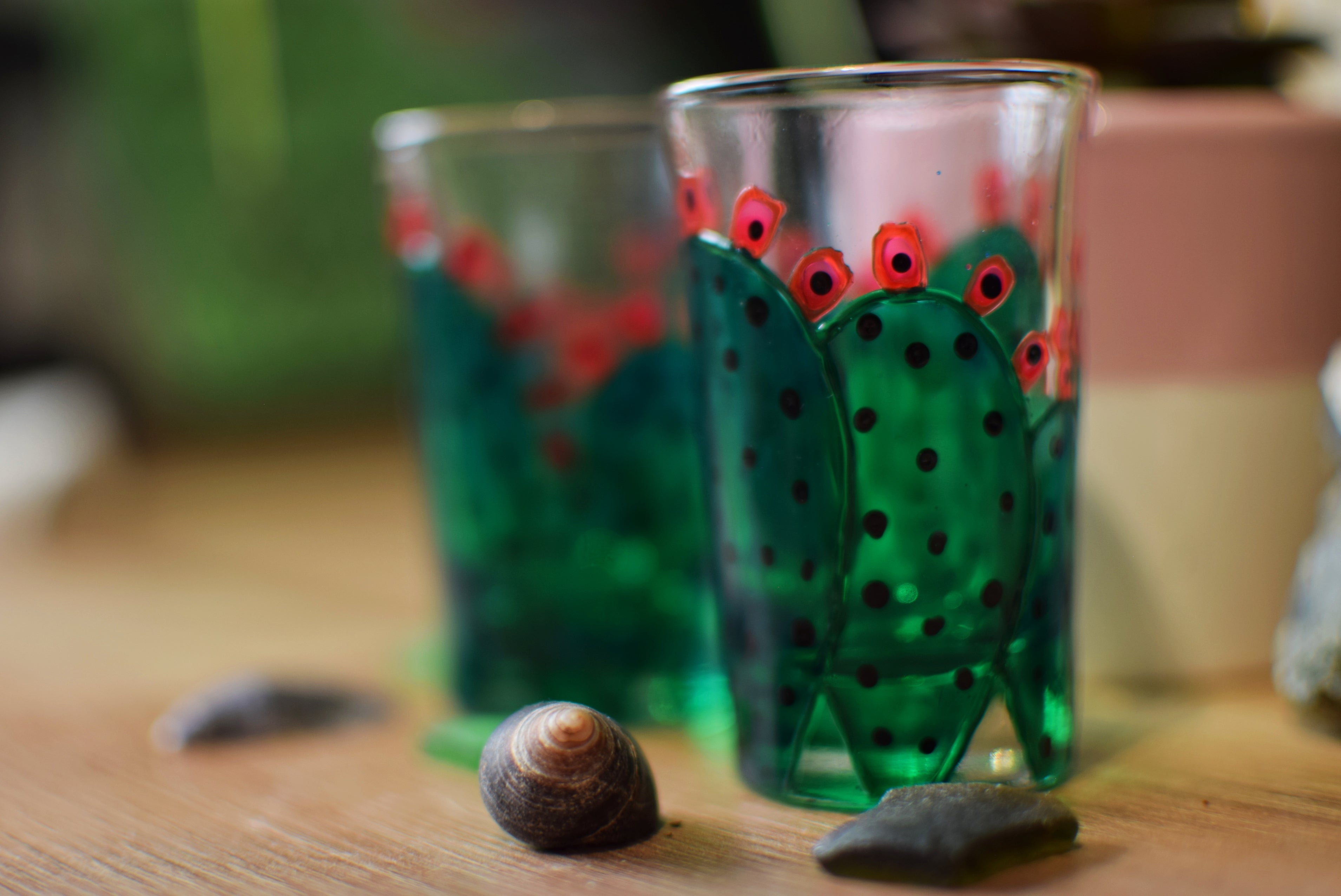 "Prickly Pear" Cactus Shot Glasses (Pair)
