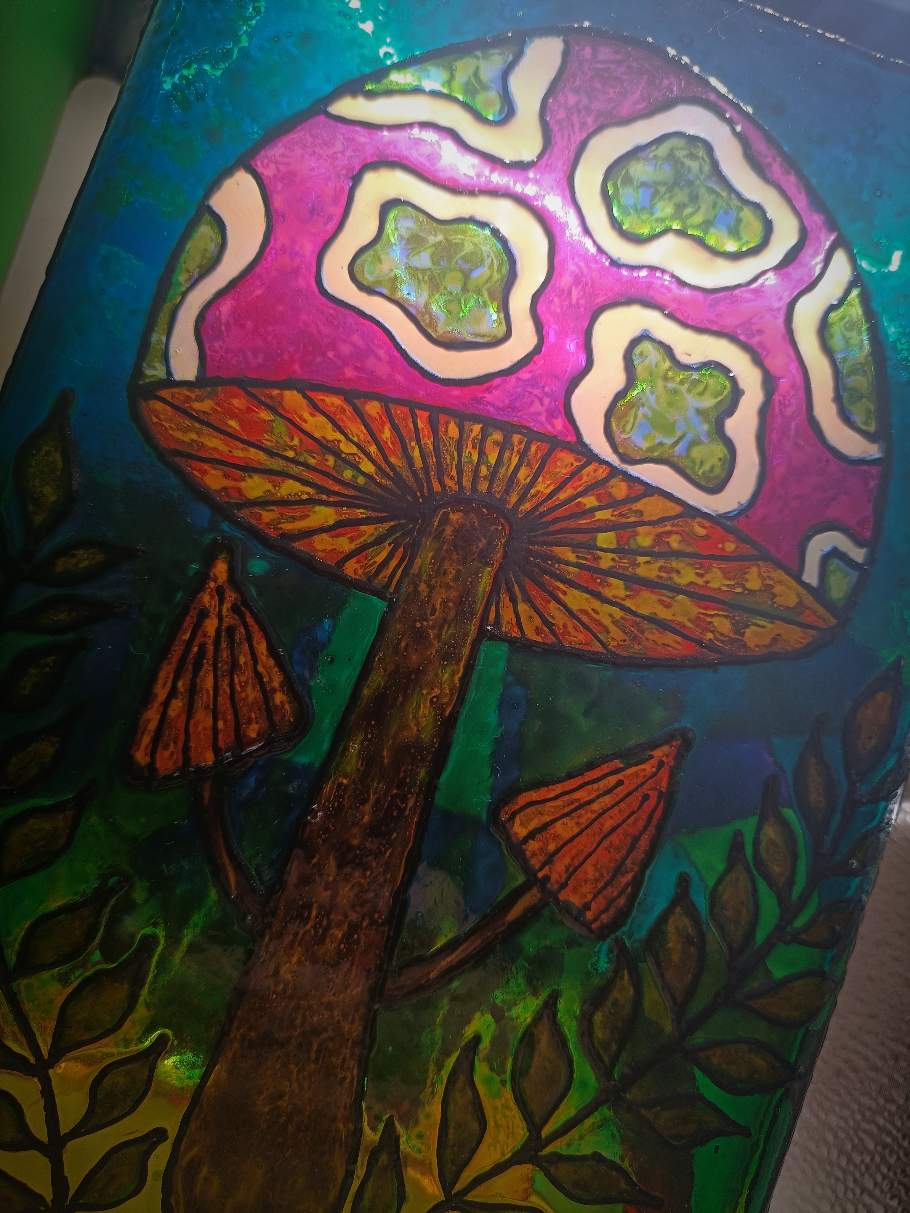 "The Mushroom Witch" Glass Vase