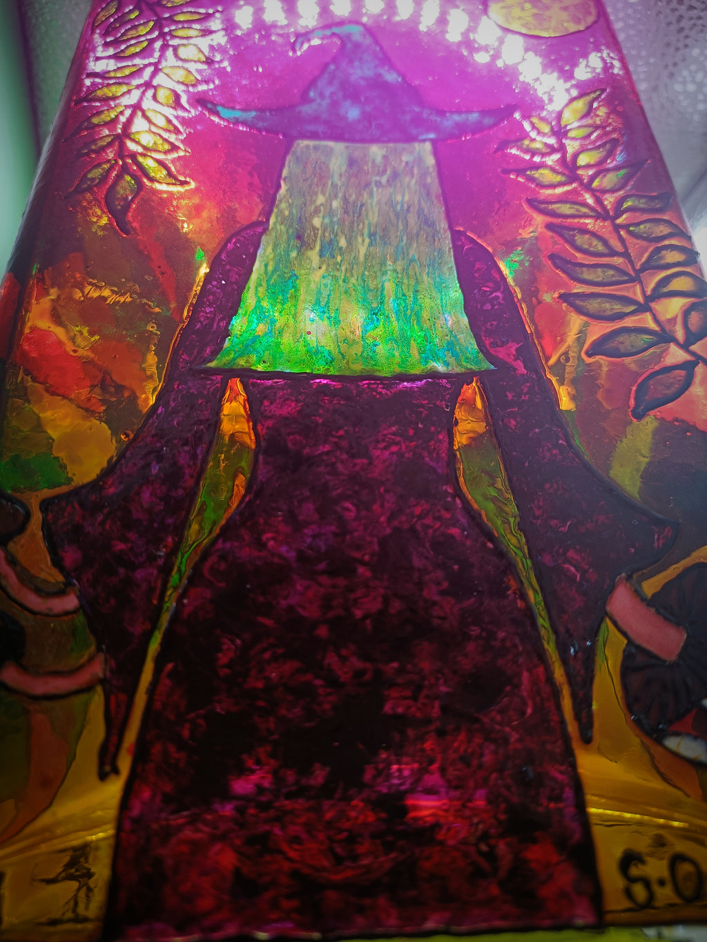 "The Mushroom Witch" Glass Vase