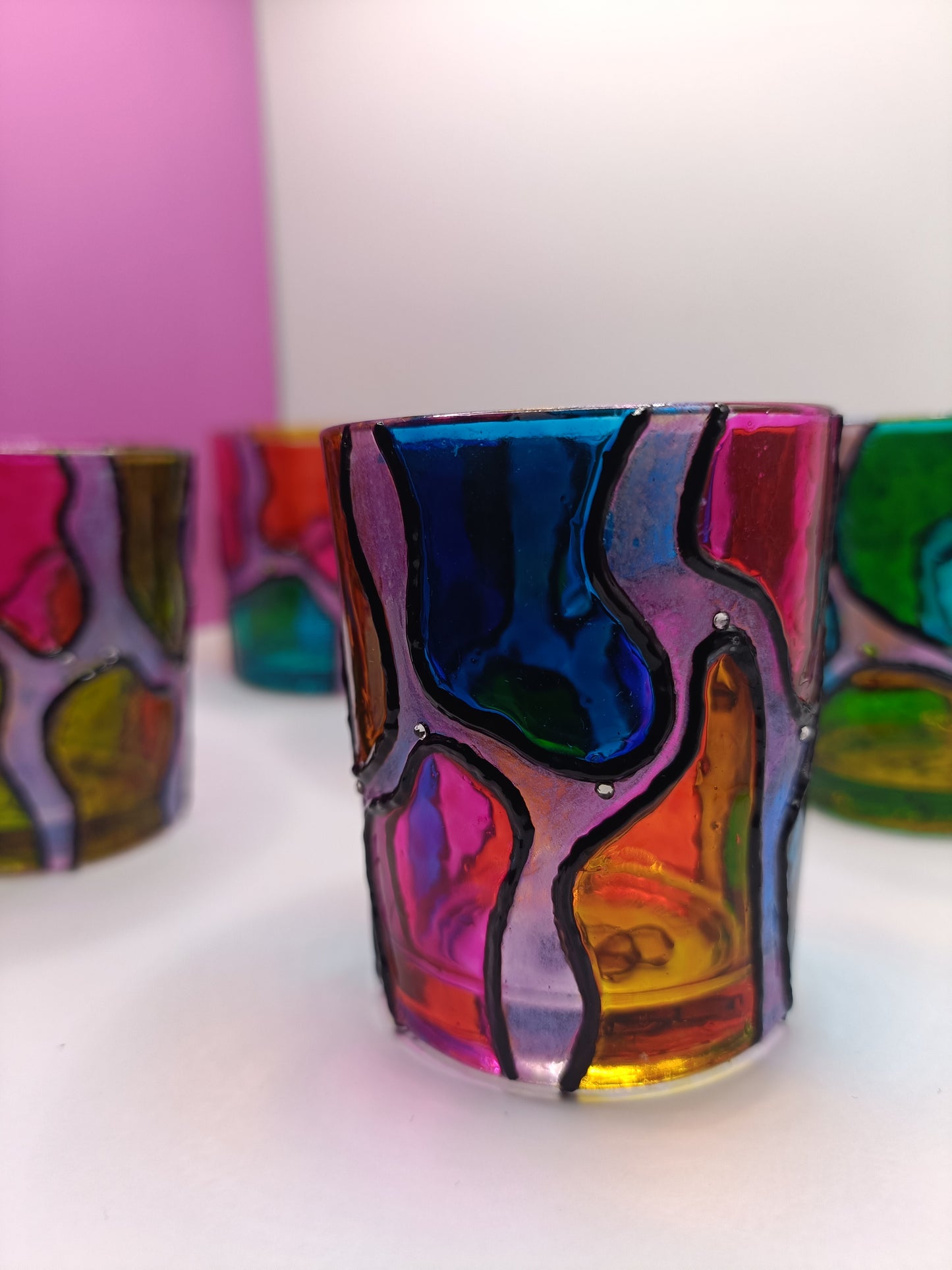 Multi-Coloured Candle Holders