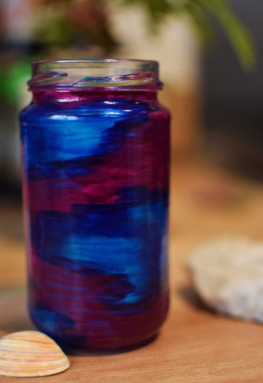"Abstract Blend" Upcycled Jar (with lid)
