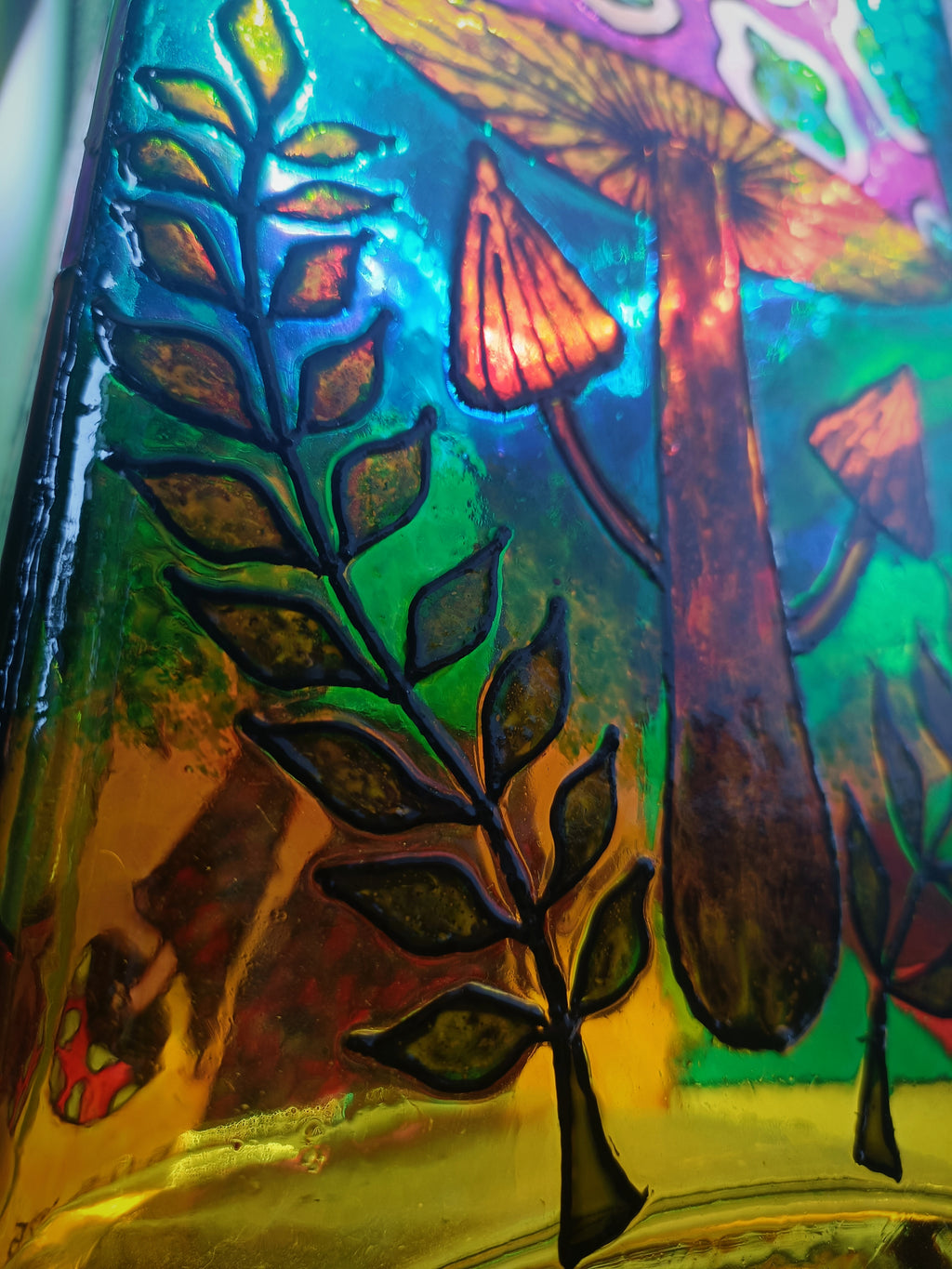 "The Mushroom Witch" Glass Vase