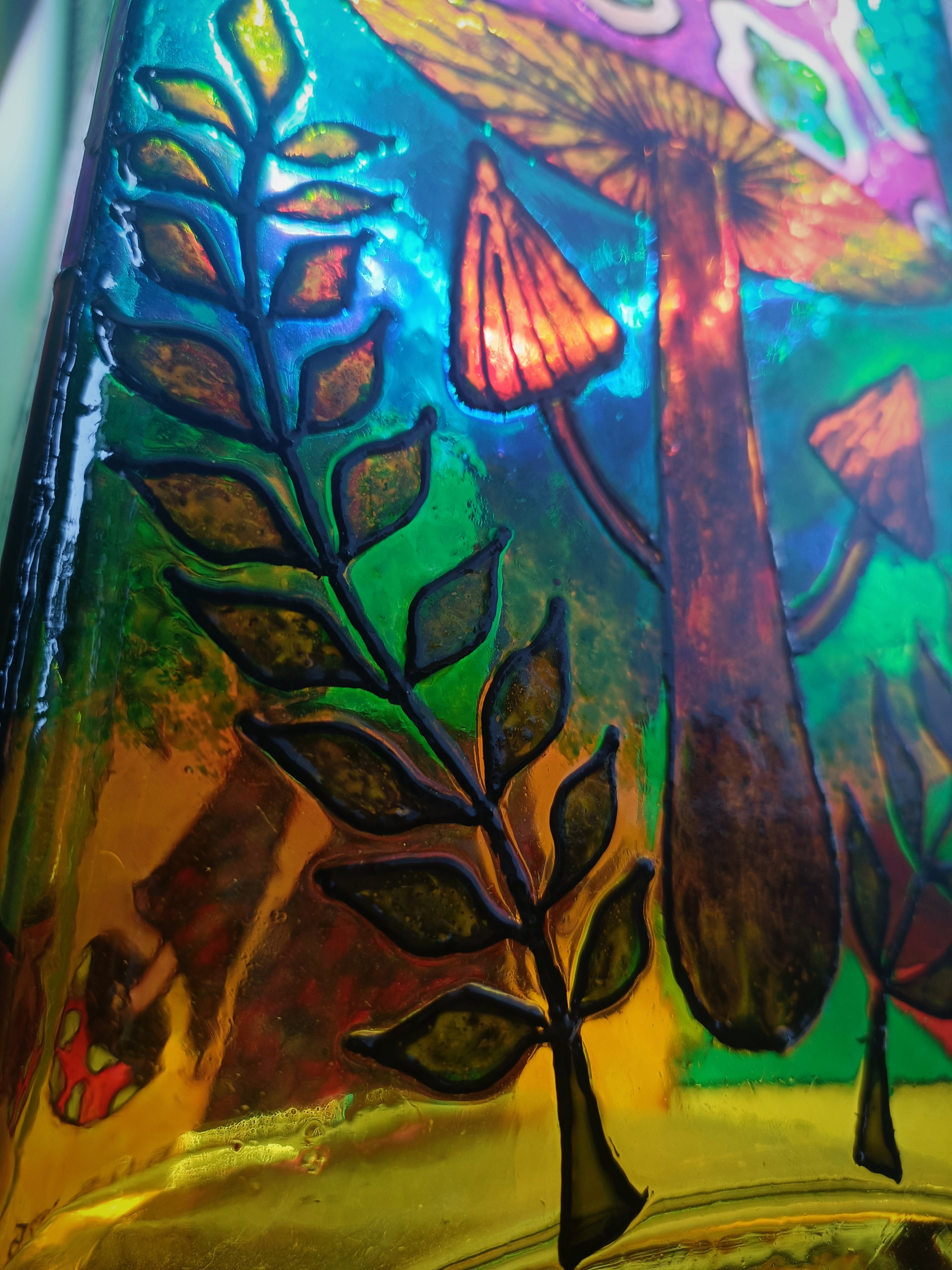 "The Mushroom Witch" Glass Vase